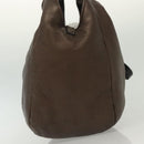 LOEWE Hand Bag Leather Brown Gold Auth 135240-4