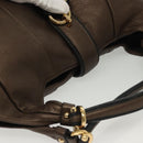 LOEWE Hand Bag Leather Brown Gold Auth 135240-6