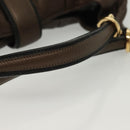 LOEWE Hand Bag Leather Brown Gold Auth 135240-7