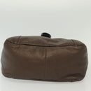 LOEWE Hand Bag Leather Brown Gold Auth 135240-5