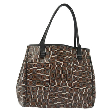 Salvatore Ferragamo Tote Bag Coated Canvas Black Gold Auth 135241