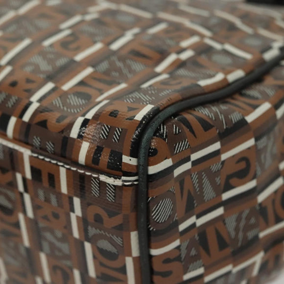 Salvatore Ferragamo Tote Bag Coated Canvas Black Gold Auth 135241