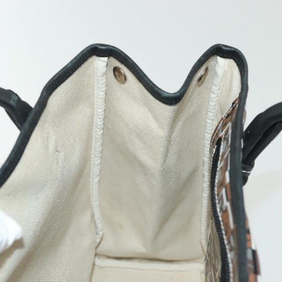 Salvatore Ferragamo Tote Bag Coated Canvas Black Gold Auth 135241