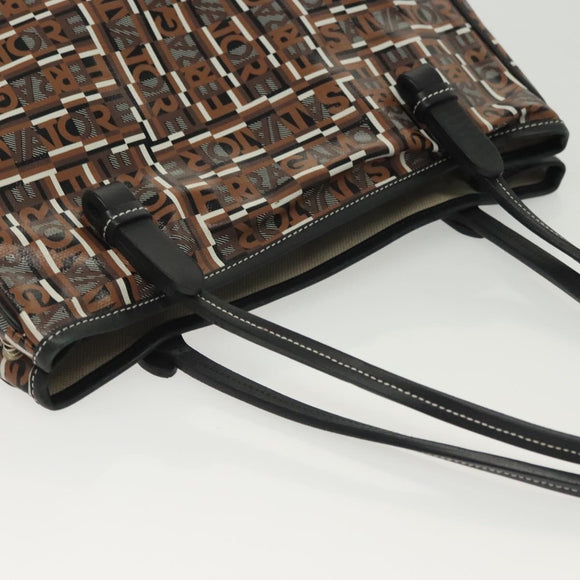 Salvatore Ferragamo Tote Bag Coated Canvas Black Gold Auth 135241