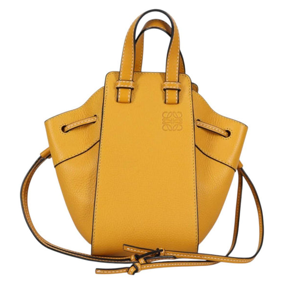 LOEWE Compact Hammock Hand Bag Leather Yellow Auth 135252M