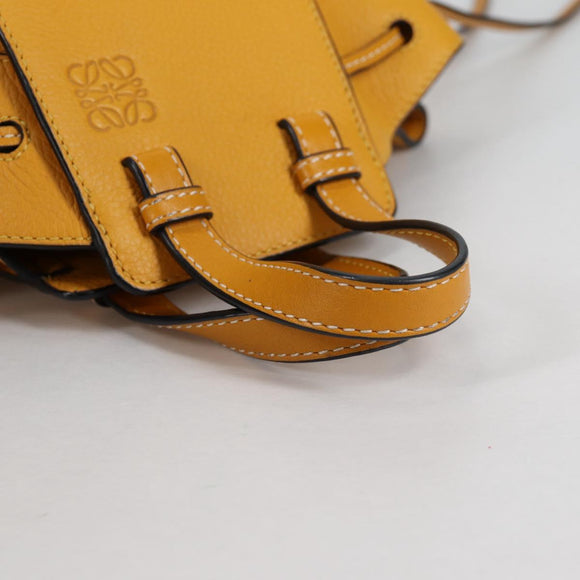 LOEWE Compact Hammock Hand Bag Leather Yellow Auth 135252M