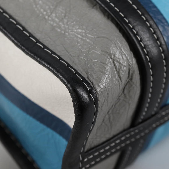 BALENCIAGA Hand Bag Leather 2way Blue Gray Auth 135253M