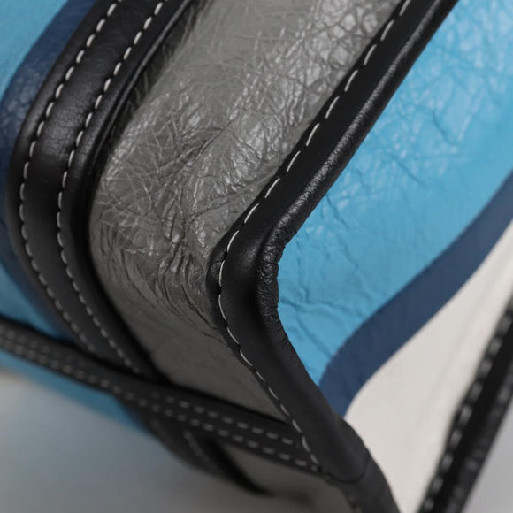 BALENCIAGA Hand Bag Leather 2way Blue Gray Auth 135253M
