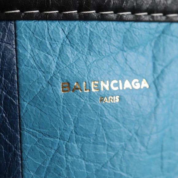 BALENCIAGA Hand Bag Leather 2way Blue Gray Auth 135253M