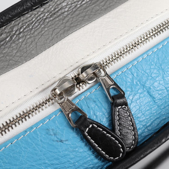 BALENCIAGA Hand Bag Leather 2way Blue Gray Auth 135253M