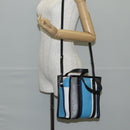 BALENCIAGA Hand Bag Leather 2way Blue Gray Auth 135253M-26