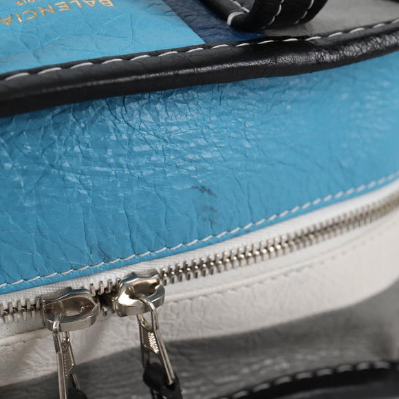 BALENCIAGA Hand Bag Leather 2way Blue Gray Auth 135253M