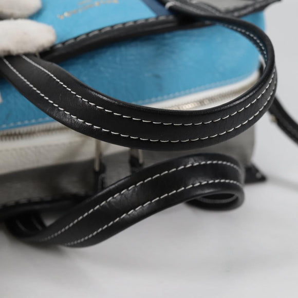 BALENCIAGA Hand Bag Leather 2way Blue Gray Auth 135253M