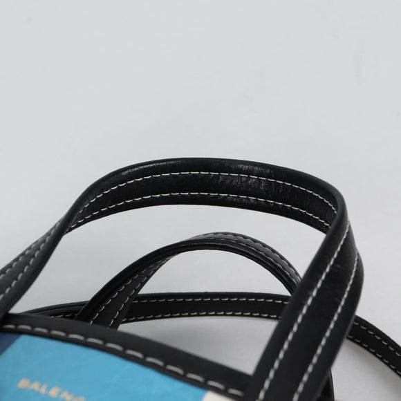 BALENCIAGA Hand Bag Leather 2way Blue Gray Auth 135253M