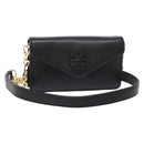 TORY BURCH Chain Shoulder Bag Leather Black Gold Auth 135263-1