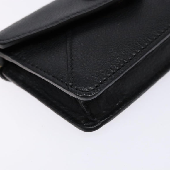 TORY BURCH Chain Shoulder Bag Leather Black Gold Auth 135263