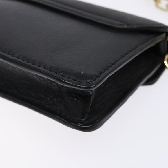 TORY BURCH Chain Shoulder Bag Leather Black Gold Auth 135263