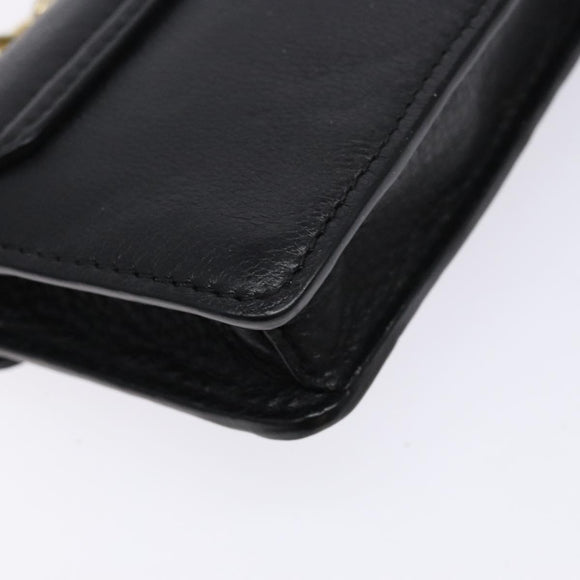 TORY BURCH Chain Shoulder Bag Leather Black Gold Auth 135263