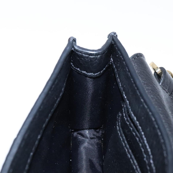 TORY BURCH Chain Shoulder Bag Leather Black Gold Auth 135263