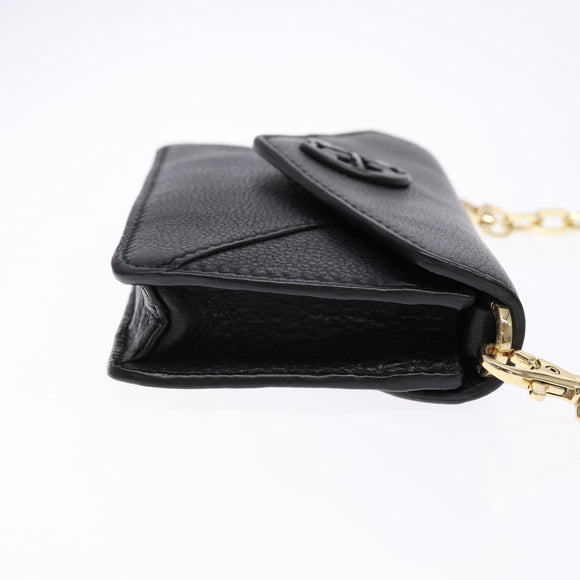 TORY BURCH Chain Shoulder Bag Leather Black Gold Auth 135263