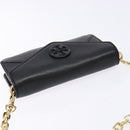 TORY BURCH Chain Shoulder Bag Leather Black Gold Auth 135263-6