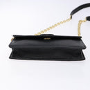 TORY BURCH Chain Shoulder Bag Leather Black Gold Auth 135263-5