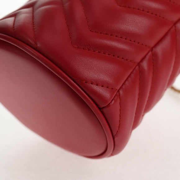 GUCCI Chain Shoulder Bag Leather Red Gold 575163 Auth 135268M