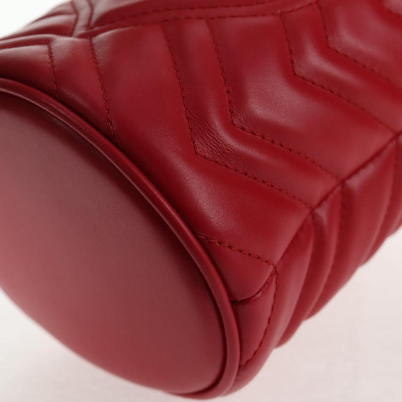 GUCCI Chain Shoulder Bag Leather Red Gold 575163 Auth 135268M