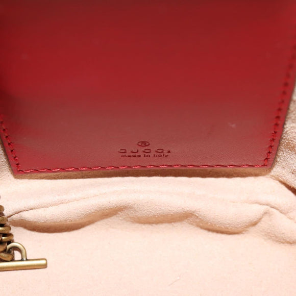 GUCCI Chain Shoulder Bag Leather Red Gold 575163 Auth 135268M