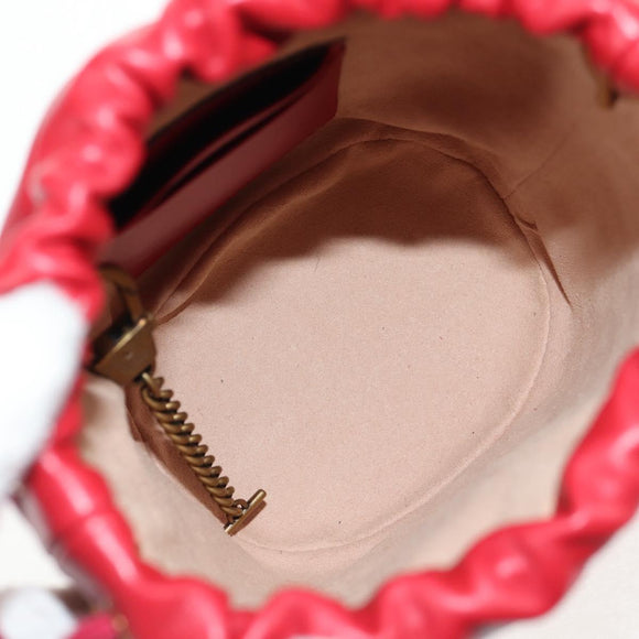 GUCCI Chain Shoulder Bag Leather Red Gold 575163 Auth 135268M