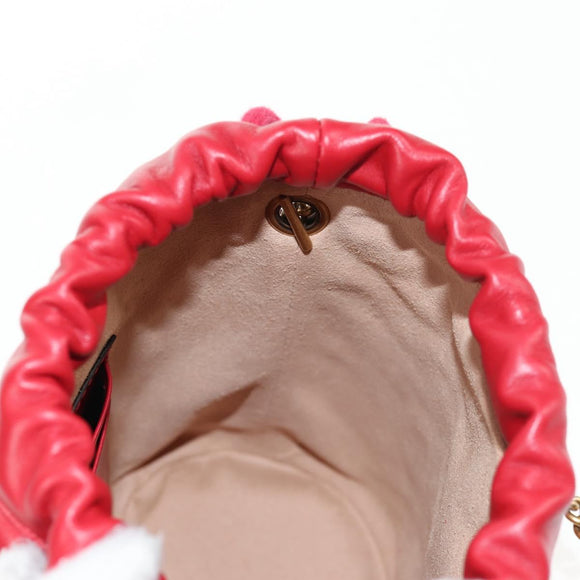 GUCCI Chain Shoulder Bag Leather Red Gold 575163 Auth 135268M