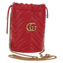 GUCCI Chain Shoulder Bag Leather Red Gold 575163 Auth 135268M-1