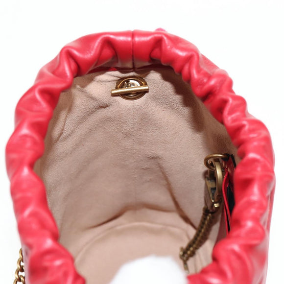 GUCCI Chain Shoulder Bag Leather Red Gold 575163 Auth 135268M