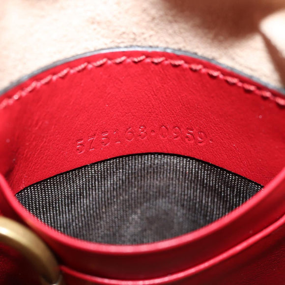 GUCCI Chain Shoulder Bag Leather Red Gold 575163 Auth 135268M