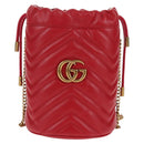 GUCCI Chain Shoulder Bag Leather Red Gold 575163 Auth 135268M-14