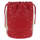 GUCCI Chain Shoulder Bag Leather Red Gold 575163 Auth 135268M-3