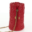 GUCCI Chain Shoulder Bag Leather Red Gold 575163 Auth 135268M-4