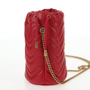 GUCCI Chain Shoulder Bag Leather Red Gold 575163 Auth 135268M-5