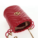 GUCCI Chain Shoulder Bag Leather Red Gold 575163 Auth 135268M-7