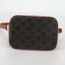 CELINE Triomphe Small Bucket Shoulder Bag PVC Leather Black Gold Auth 135273SM-5