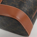 CELINE Triomphe Small Bucket Shoulder Bag PVC Leather Black Gold Auth 135273M-16