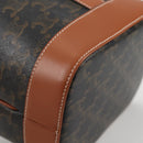CELINE Triomphe Small Bucket Shoulder Bag PVC Leather Black Gold Auth 135273M-17