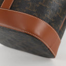 CELINE Triomphe Small Bucket Shoulder Bag PVC Leather Black Gold Auth 135273M-18