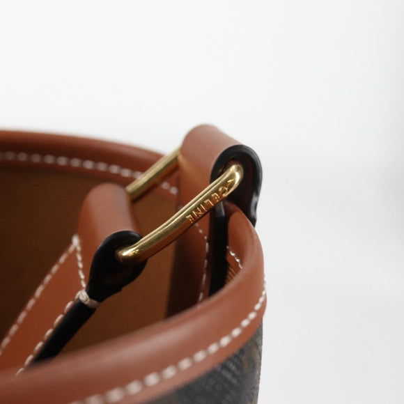 CELINE Triomphe Small Bucket Schoudertas PVC Leer Zwart Goud Auth 135273SM