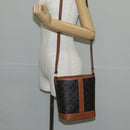 CELINE Triomphe Small Bucket Shoulder Bag PVC Leather Black Gold Auth 135273M-22