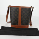 CELINE Triomphe Small Bucket Shoulder Bag PVC Leather Black Gold Auth 135273M-12