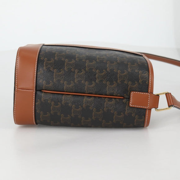 CELINE Triomphe Small Bucket Schoudertas PVC Leer Zwart Goud Auth 135273SM