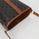 CELINE Triomphe Small Bucket Shoulder Bag PVC Leather Black Gold Auth 135273M-6