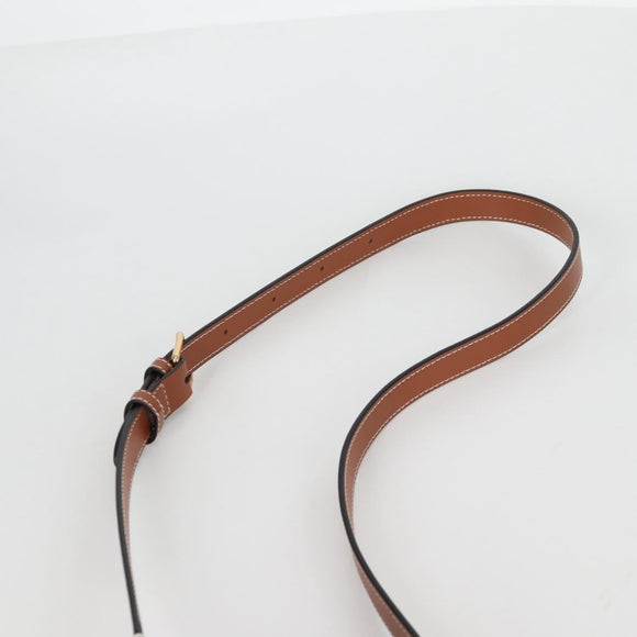 CELINE Triomphe Small Bucket Shoulder Bag PVC Leather Black Gold Auth 135273M