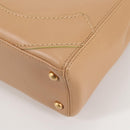 CHANEL Hand Bag Lamb Skin Beige Gold CC Auth 135275V-16